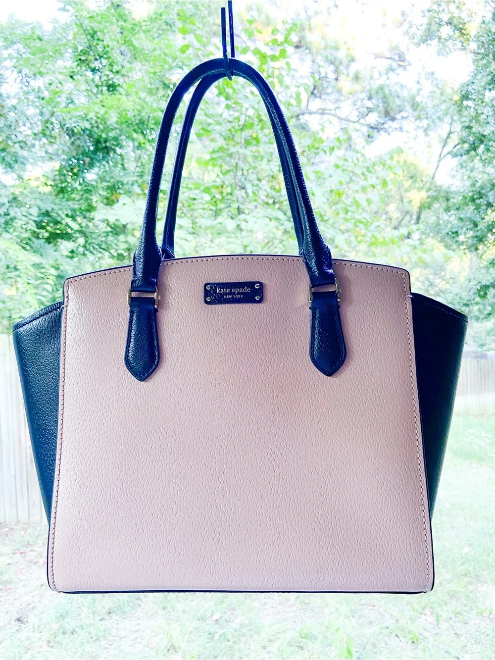 Kate Spade Jeanne Saffiano Leather Medium Satchel Pink Black-Old Money Preppy